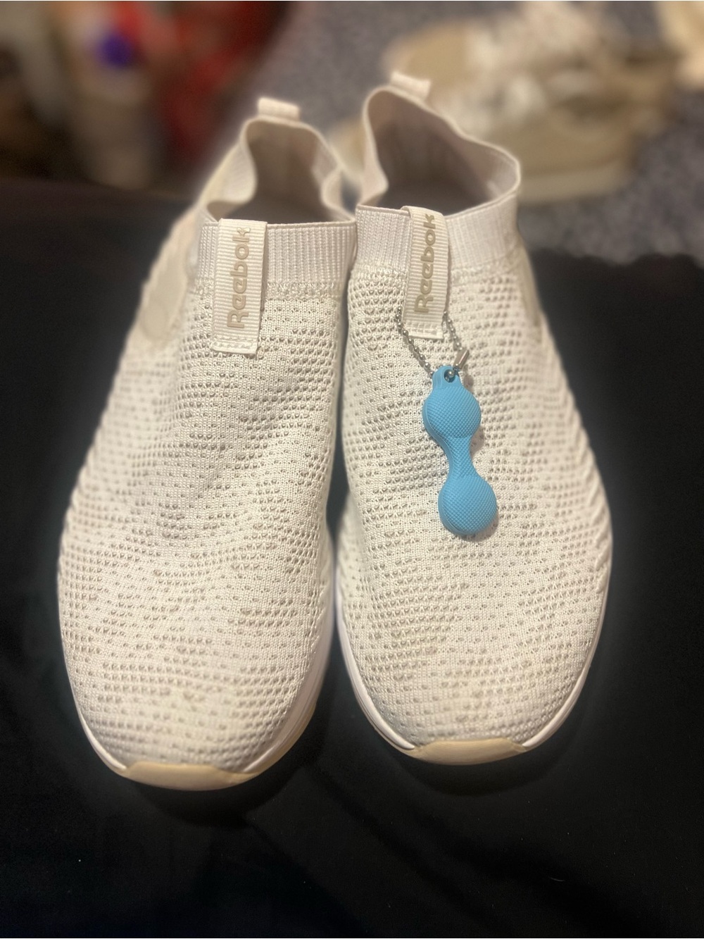 Reebok Cream Knit Slip-On Sneakers